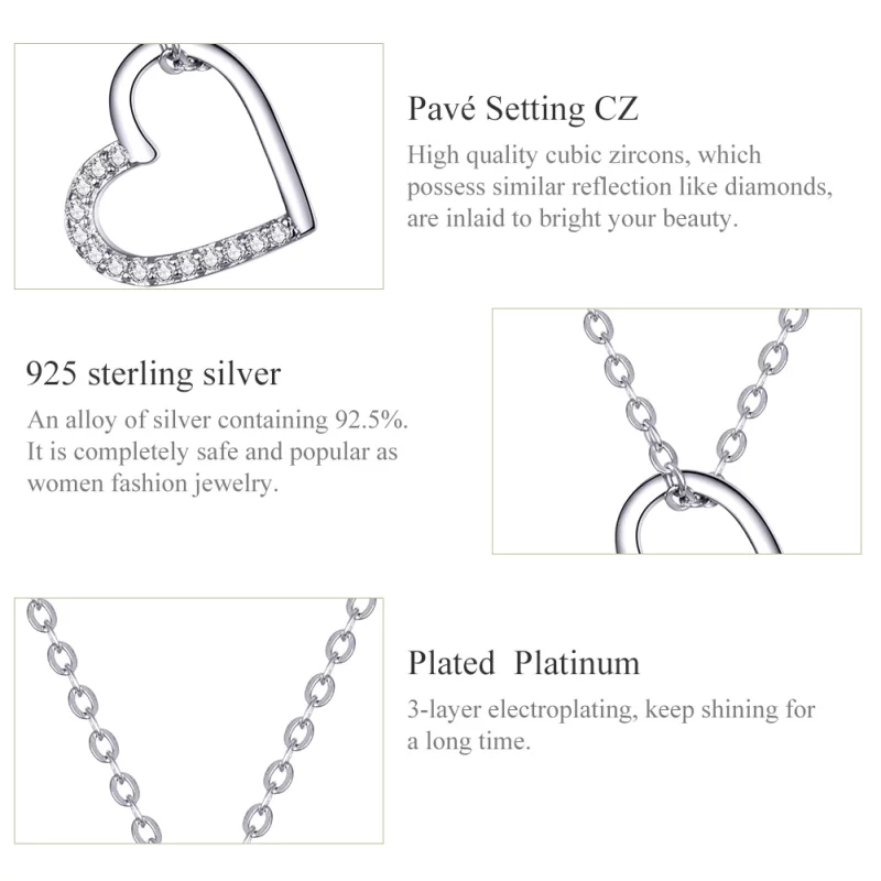 (image pour) Collier Style PANDORA Coeur scintillant - SCN347 - Afficher 3