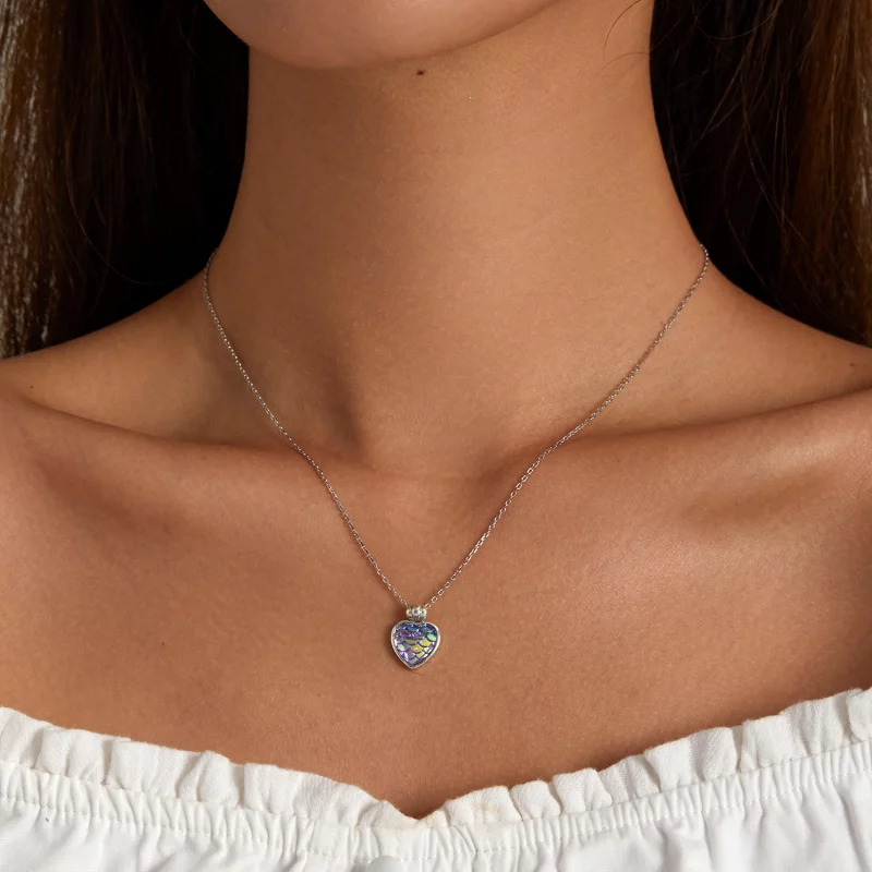 (image pour) Collier style Pandora en forme de cœur à écailles de poisson - SCN468 - Afficher 6