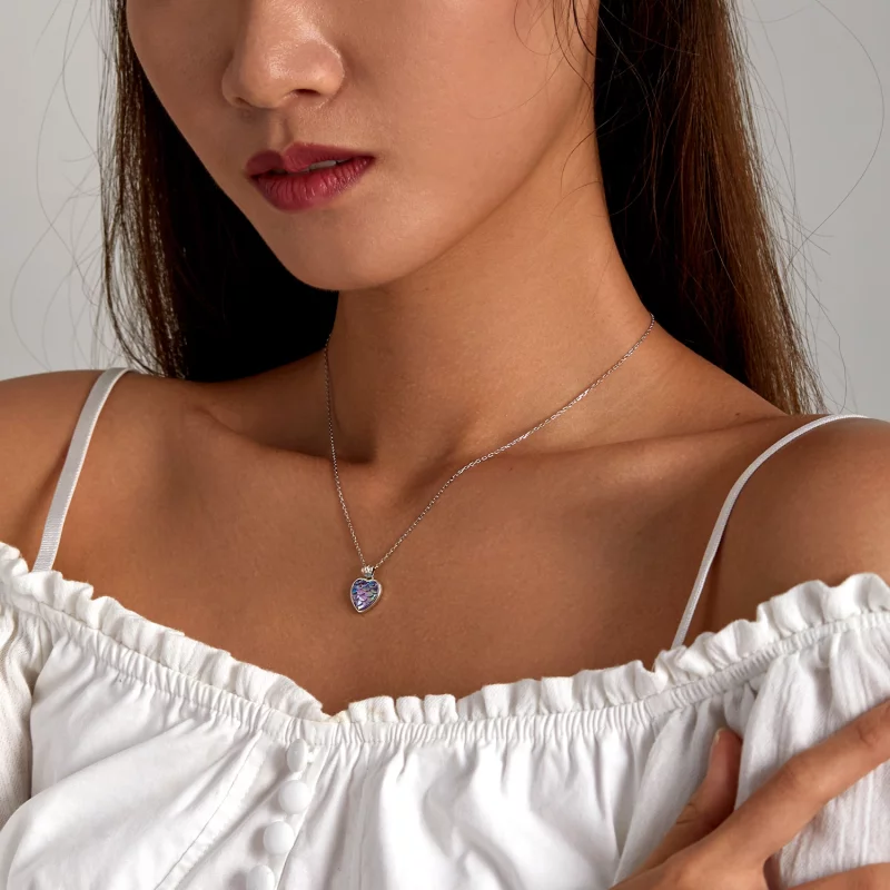 (image pour) Collier style Pandora en forme de cœur à écailles de poisson - SCN468 - Afficher 7