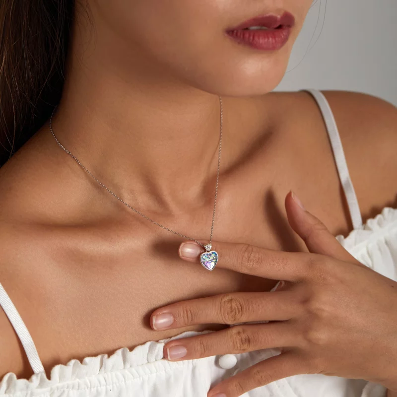 (image pour) Collier style Pandora en forme de cœur à écailles de poisson - SCN468 - Afficher 8