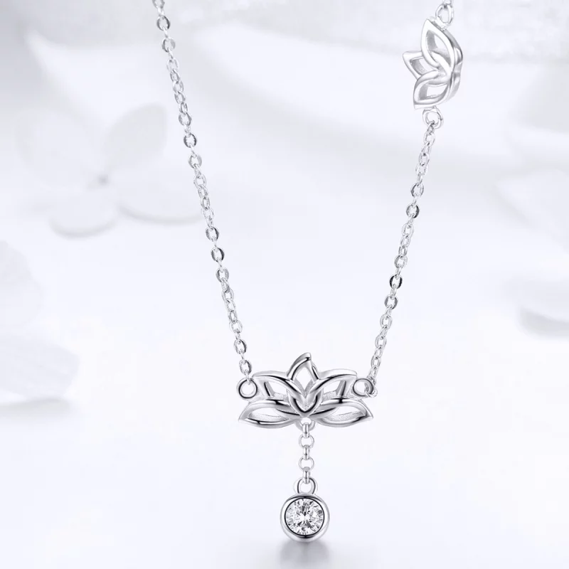 (image pour) Collier Style PANDORA Lotus frais - BSN012 - Afficher 4