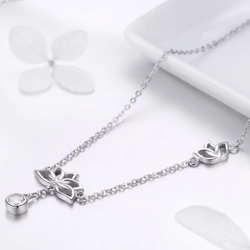 (image pour) Collier Style PANDORA Lotus frais - BSN012 - Afficher 5