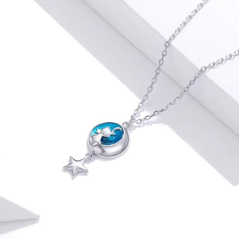 (image pour) Collier Style PANDORA Lune & Chat - SCN422 - Afficher 2