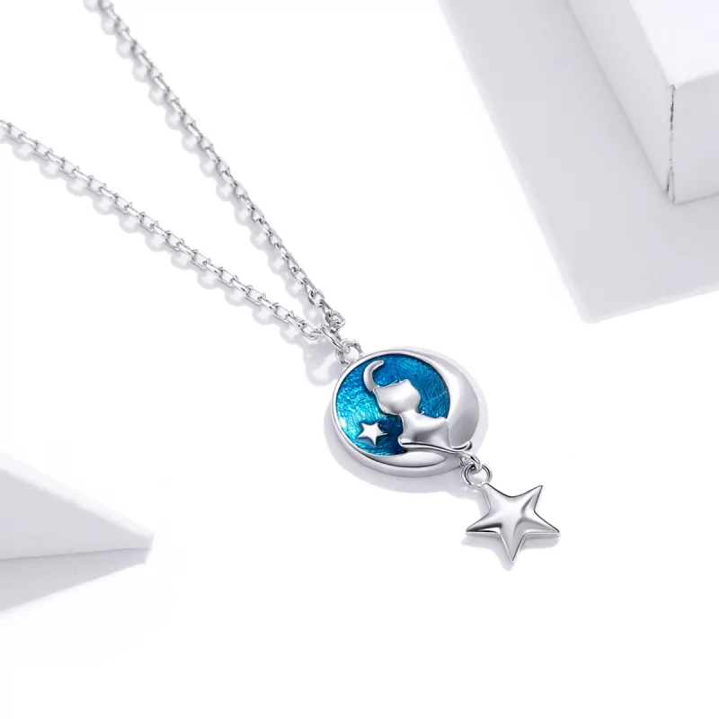 (image pour) Collier Style PANDORA Lune & Chat - SCN422 - Afficher 3