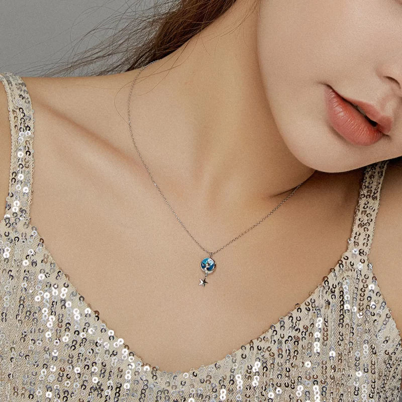 (image pour) Collier Style PANDORA Lune & Chat - SCN422 - Afficher 6