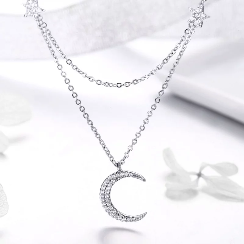 (image pour) Collier Style PANDORA Lune et étoiles - BSN038 - Afficher 2