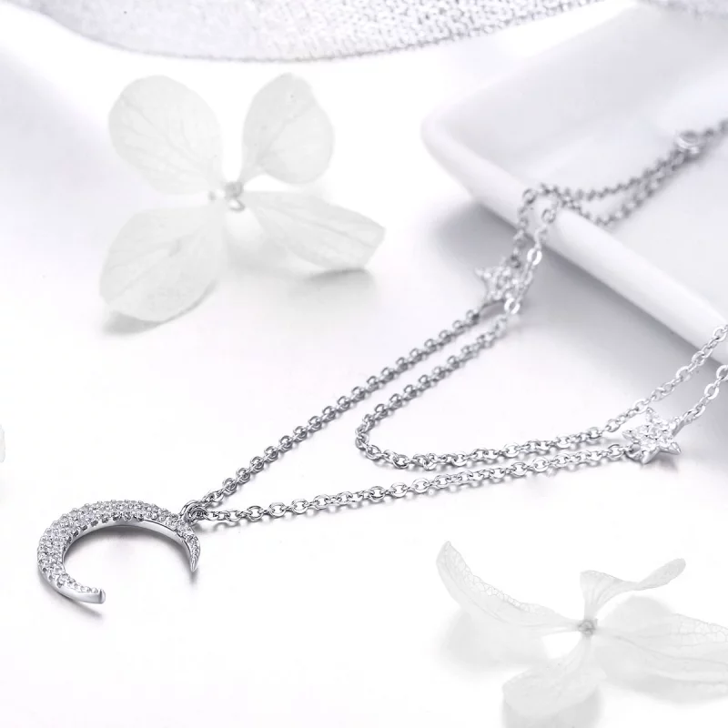 (image pour) Collier Style PANDORA Lune et étoiles - BSN038 - Afficher 3