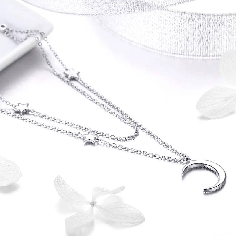 (image pour) Collier Style PANDORA Lune et étoiles - BSN038 - Afficher 4