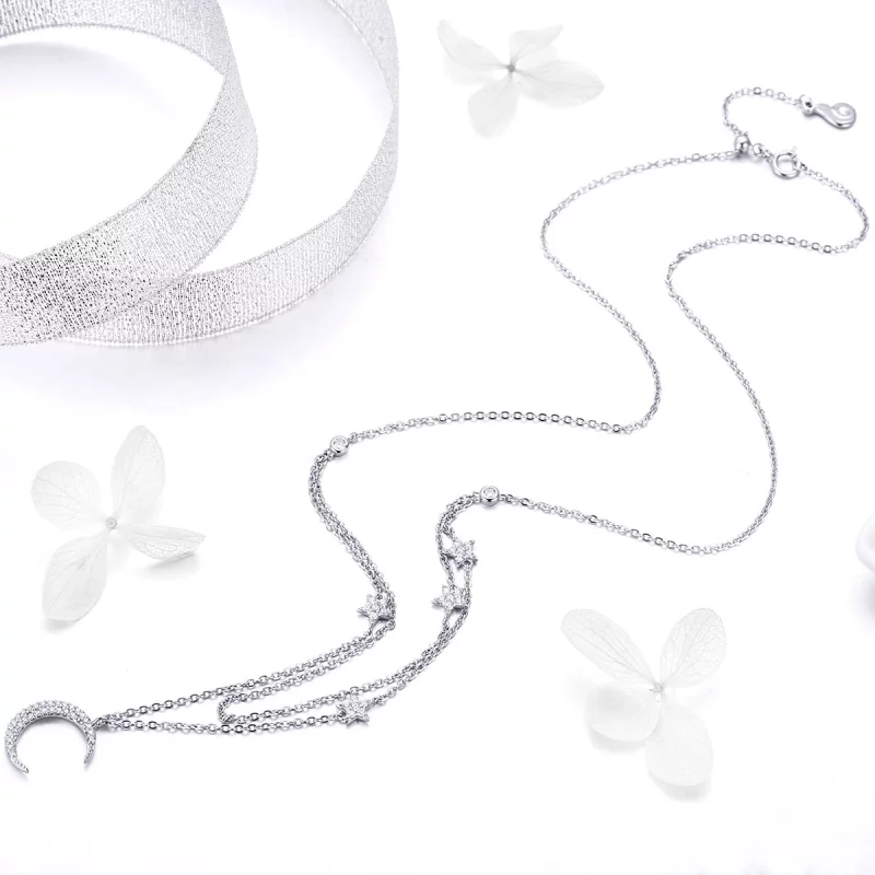 (image pour) Collier Style PANDORA Lune et étoiles - BSN038 - Afficher 5