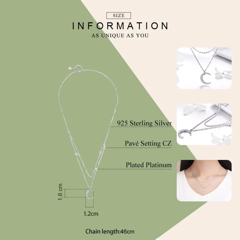 (image pour) Collier Style PANDORA Lune et étoiles - BSN038 - Afficher 7