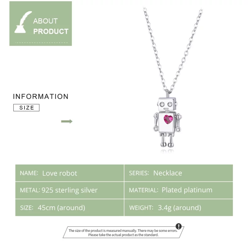 (image pour) Collier Style PANDORA Robot d'amour - SCN388 - Afficher 3