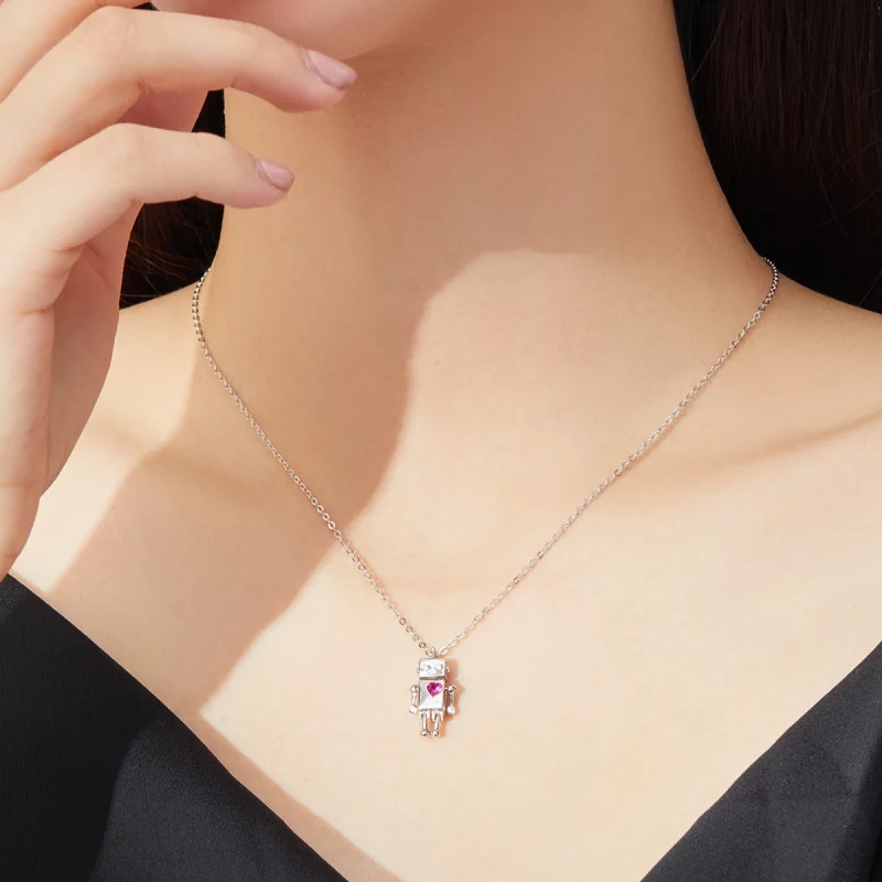(image pour) Collier Style PANDORA Robot d'amour - SCN388 - Afficher 7