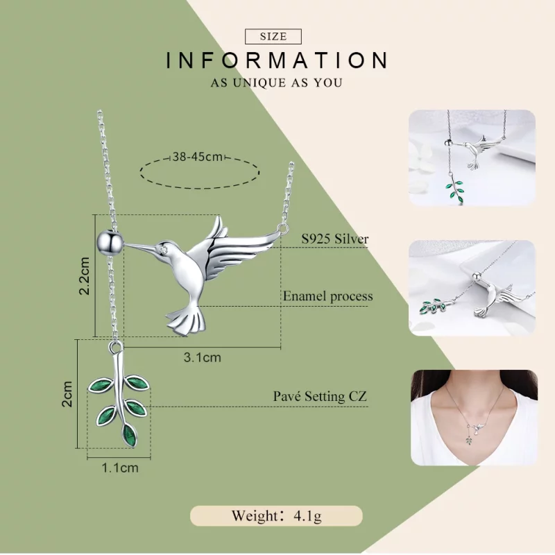 (image pour) Collier Style PANDORA Salutations des colibris - SCN217 - Afficher 4