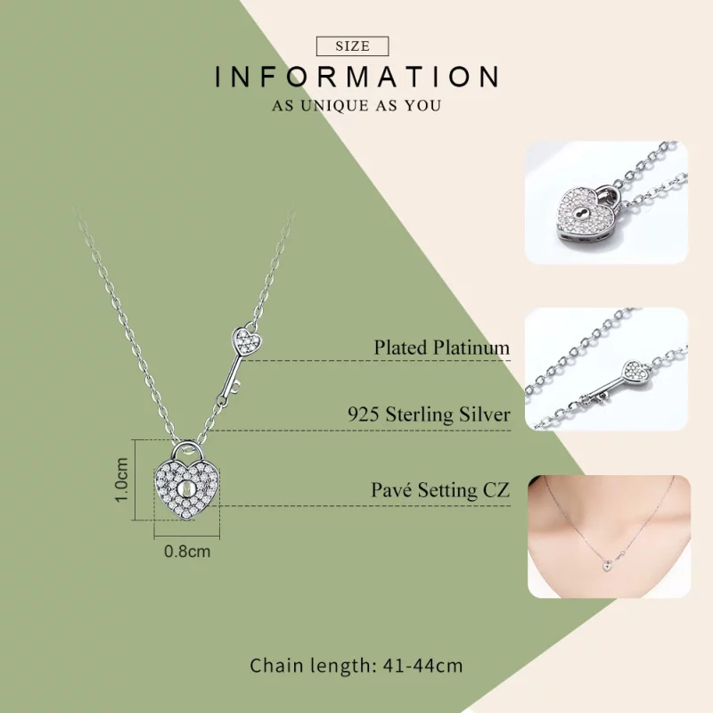 (image pour) Collier Style PANDORA Serrure de coeur - SCN315 - Afficher 3