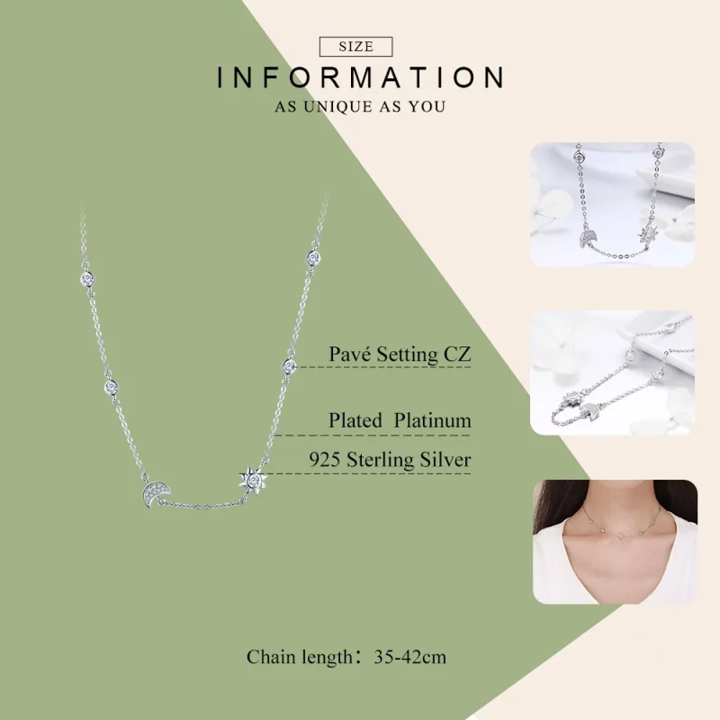 (image pour) Collier Style PANDORA Soleil et Lune Gloire - SCN272 - Afficher 3