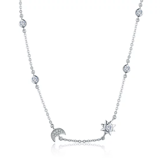 (image pour) Collier Style PANDORA Soleil et Lune Gloire - SCN272
