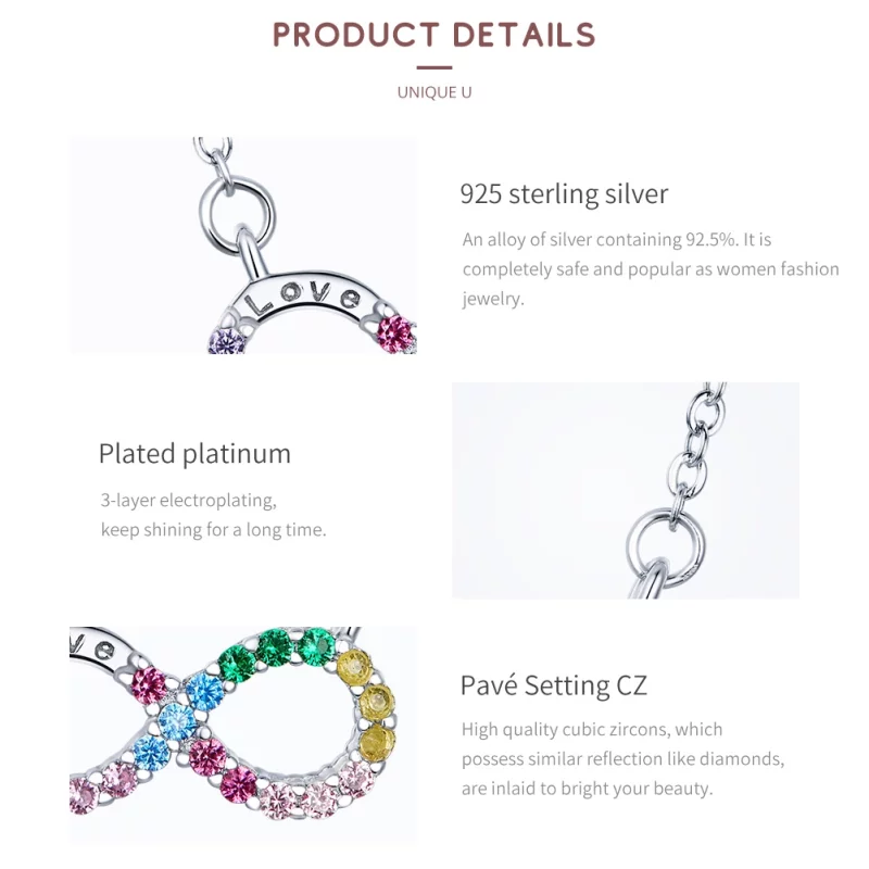 (image pour) Collier Style PANDORA Symbole de l'infini - SCN402 - Afficher 3