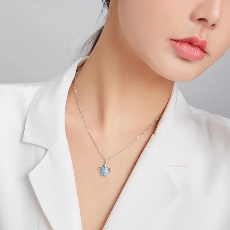 (image pour) Collier Tortue Bleue de Style Pandora - SCN446 - Afficher 8