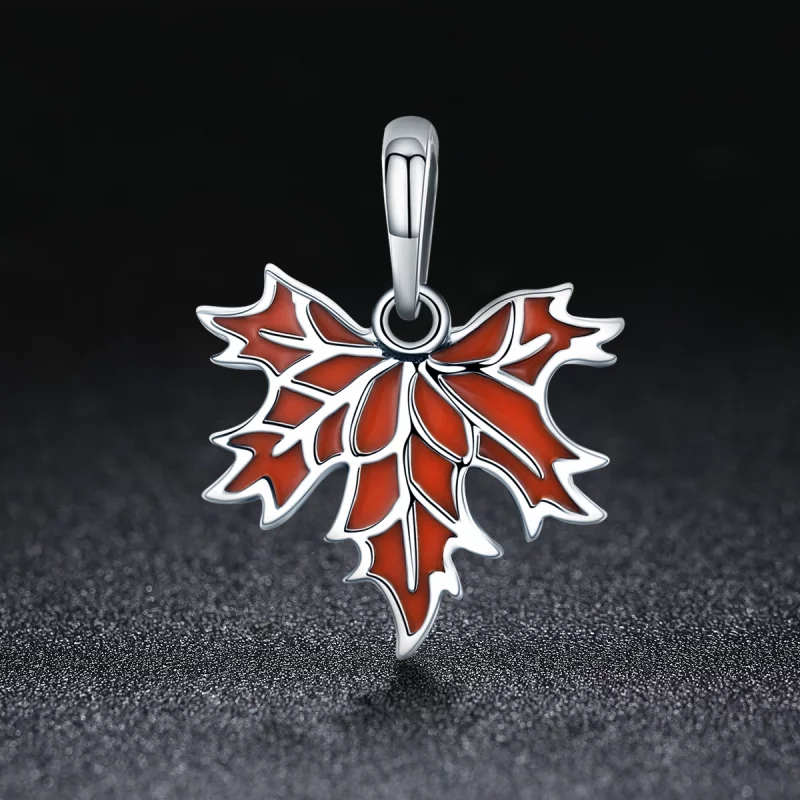 (image pour) Pendentif Collier de Style Pandora Feuilles d'Érable d'Automne Tardif - SCC585 - Afficher 3