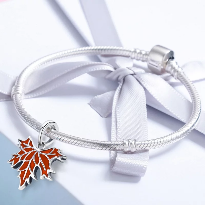 (image pour) Pendentif Collier de Style Pandora Feuilles d'Érable d'Automne Tardif - SCC585 - Afficher 5