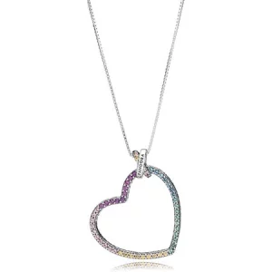 Collier Coeur multicolore en Argent PANDORA France - 397070NRPMX (image pour) Collier Coeur multicolore en Argent PANDORA France - 397070NRPMX