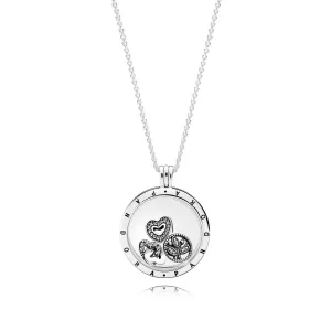 (image pour) Collier Pendentif Médaillon Flottant avec Symboles Miniatures Amour et Famille - PANDORA - R800064