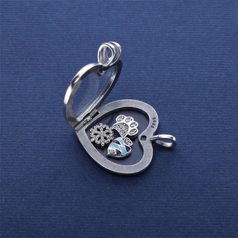 (image pour) PANDORA - Pendentif Médaillon Médaillons flottants de médaillon de coeur - PJ002 - Afficher 3
