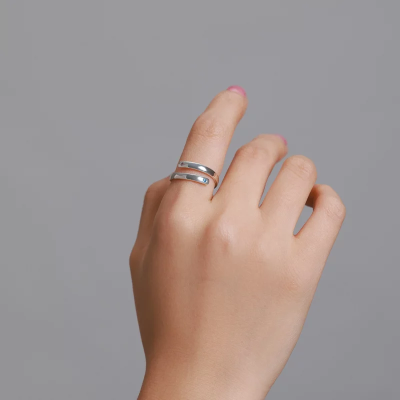 (image pour) Bague double ouverte gravée de style Pandora - SCR747 - Afficher 7