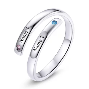 (image pour) Bague double ouverte gravée de style Pandora - SCR747