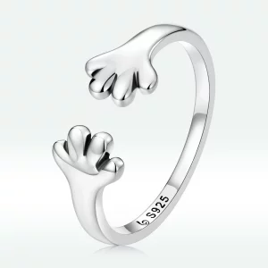 (image pour) Bague ouverte adorable de style Pandora avec un petit chiot - BSR225