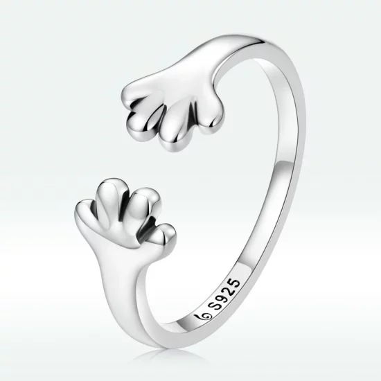 (image pour) Bague ouverte adorable de style Pandora avec un petit chiot - BSR225