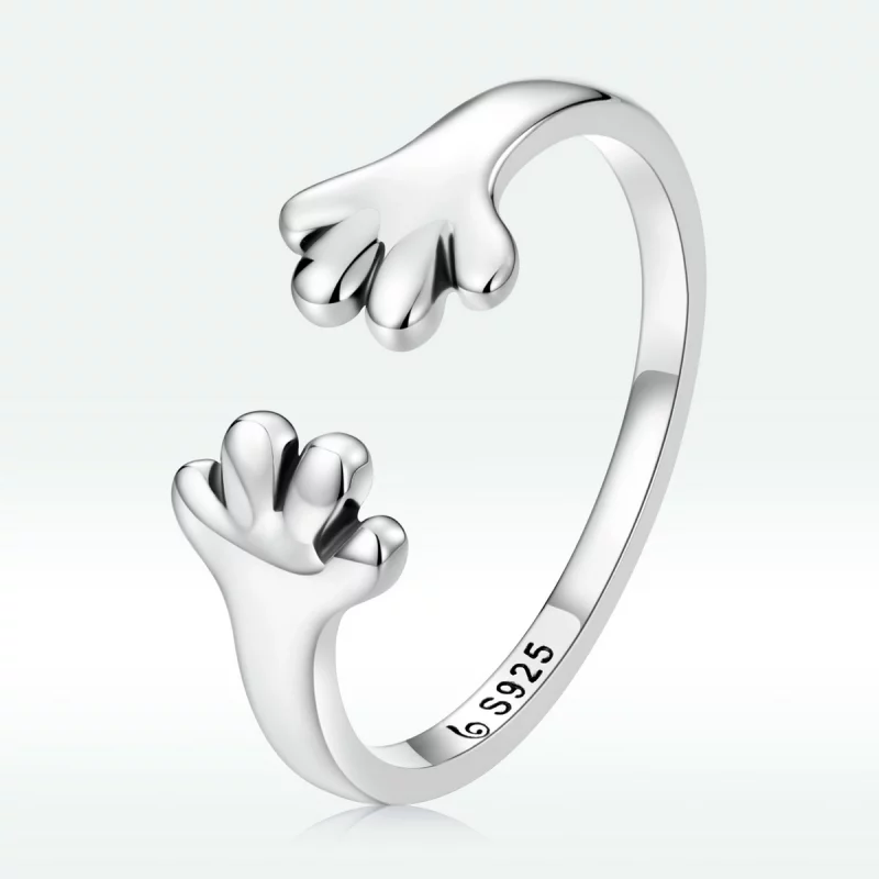(image pour) Bague ouverte adorable de style Pandora avec un petit chiot - BSR225