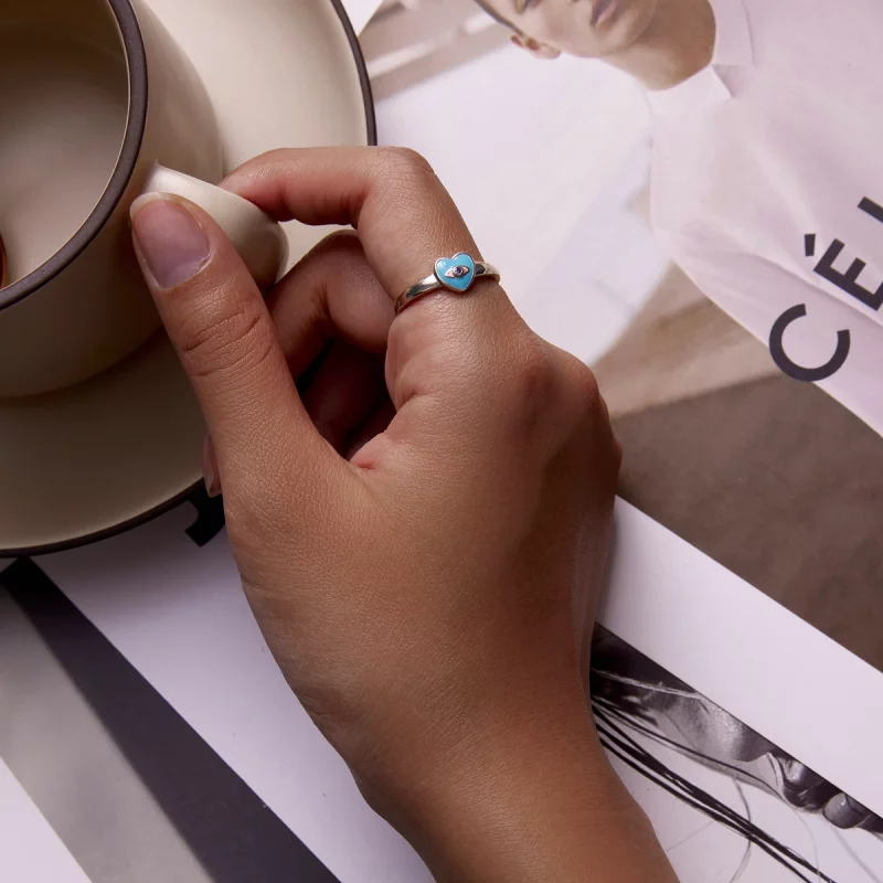 (image pour) Bague ouverte aux yeux de diable style Pandora avec inscription "Love" - SCR806 - Afficher 5