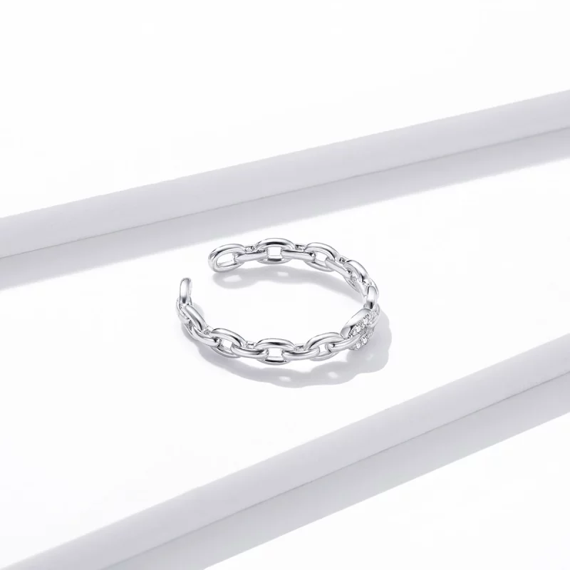 (image pour) Bague ouverte à chaîne géométrique de style Pandora - BSR145 - Afficher 2