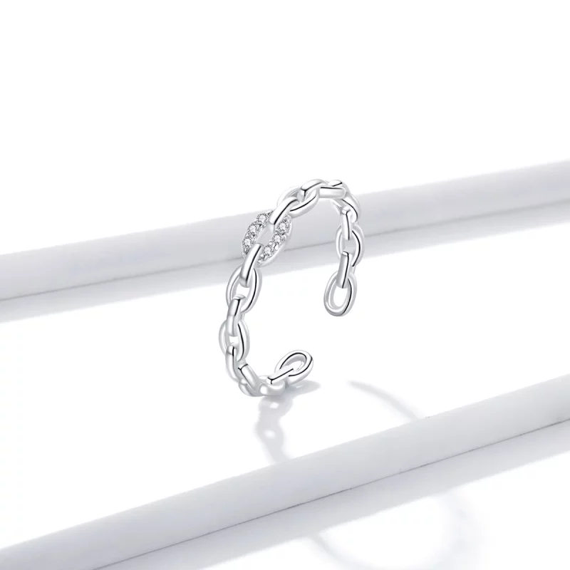 (image pour) Bague ouverte à chaîne géométrique de style Pandora - BSR145 - Afficher 3