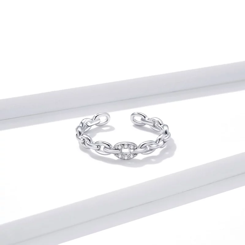 (image pour) Bague ouverte à chaîne géométrique de style Pandora - BSR145 - Afficher 4
