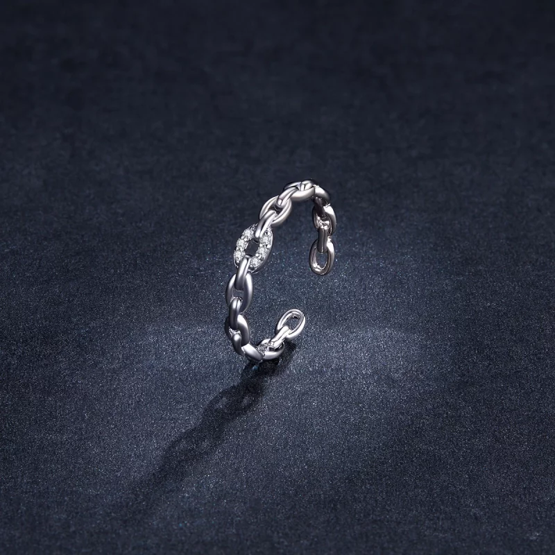 (image pour) Bague ouverte à chaîne géométrique de style Pandora - BSR145 - Afficher 5