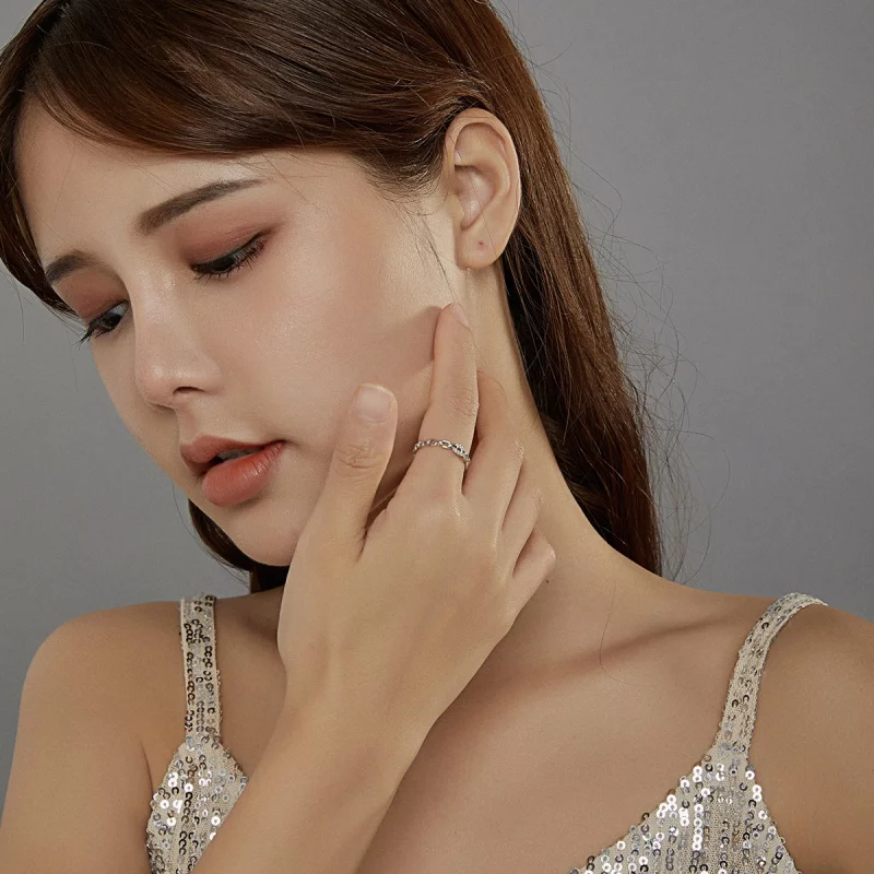 (image pour) Bague ouverte à chaîne géométrique de style Pandora - BSR145 - Afficher 7