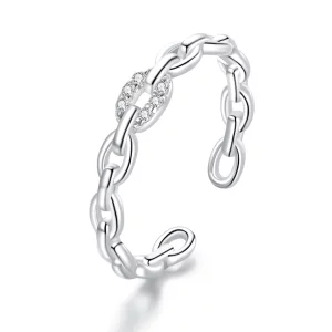 Bague ouverte à chaîne géométrique de style Pandora - BSR145 (image pour) Bague ouverte à chaîne géométrique de style Pandora - BSR145