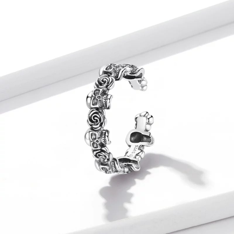 (image pour) Bague ouverte de style Pandora avec crâne rose - BSR218 - Afficher 2