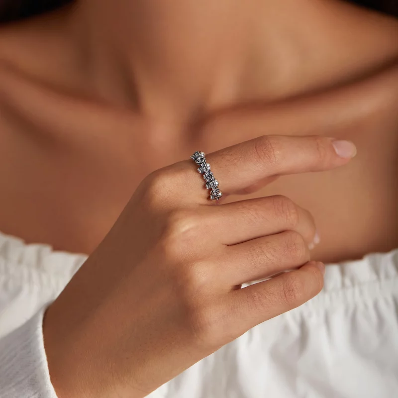 (image pour) Bague ouverte de style Pandora avec crâne rose - BSR218 - Afficher 6