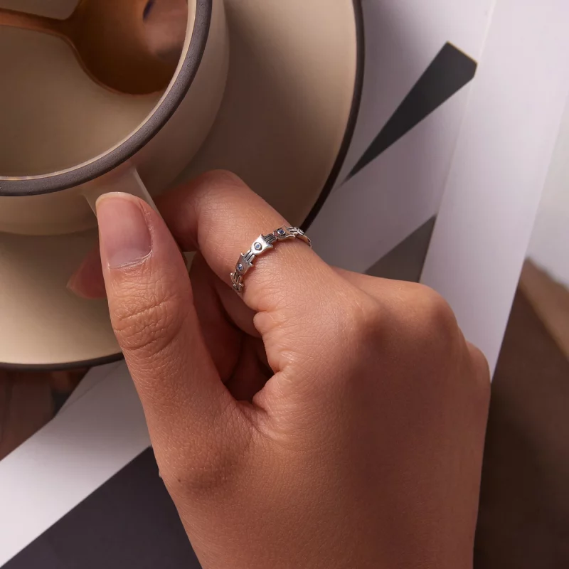 (image pour) Bague ouverte de style Pandora avec la main de Fatima - BSR237 - Afficher 6