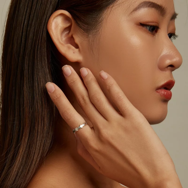 (image pour) Bague ouverte de style Pandora avec la main de Fatima - BSR237 - Afficher 8