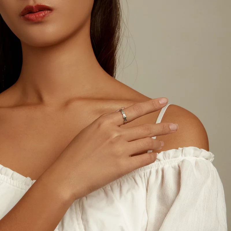 (image pour) Bague ouverte de style Pandora avec la main de Fatima - BSR237 - Afficher 9