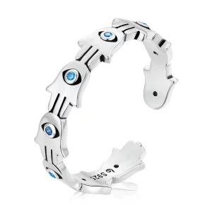 (image pour) Bague ouverte de style Pandora avec la main de Fatima - BSR237