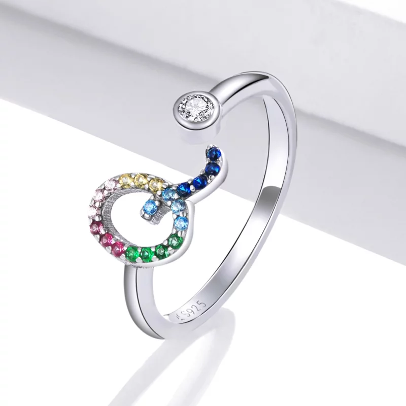 (image pour) Bague ouverte de style Pandora avec lettre colorée-Q - SCR723-Q - Afficher 2