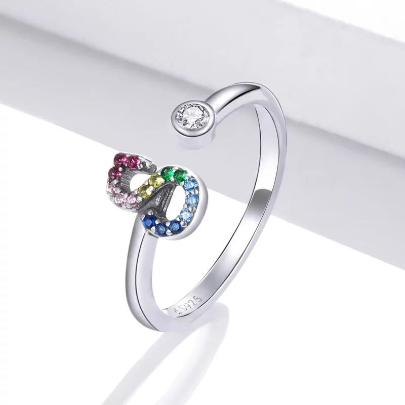 (image pour) Bague ouverte de style Pandora avec lettre-S colorée - SCR723-S - Afficher 2