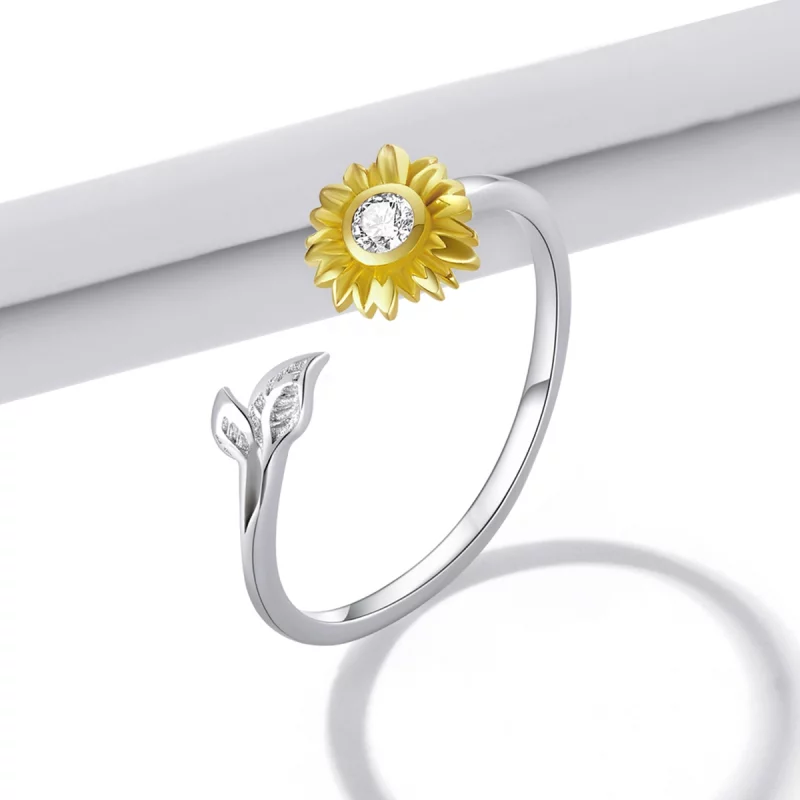 (image pour) Bague ouverte de style Pandora avec motif de fleur de soleil - BSR213 - Afficher 2