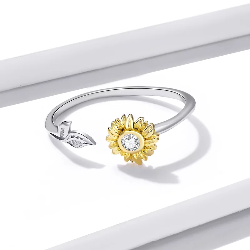 (image pour) Bague ouverte de style Pandora avec motif de fleur de soleil - BSR213 - Afficher 4