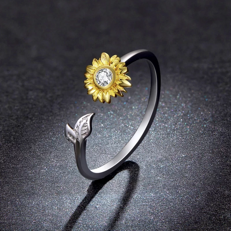 (image pour) Bague ouverte de style Pandora avec motif de fleur de soleil - BSR213 - Afficher 5